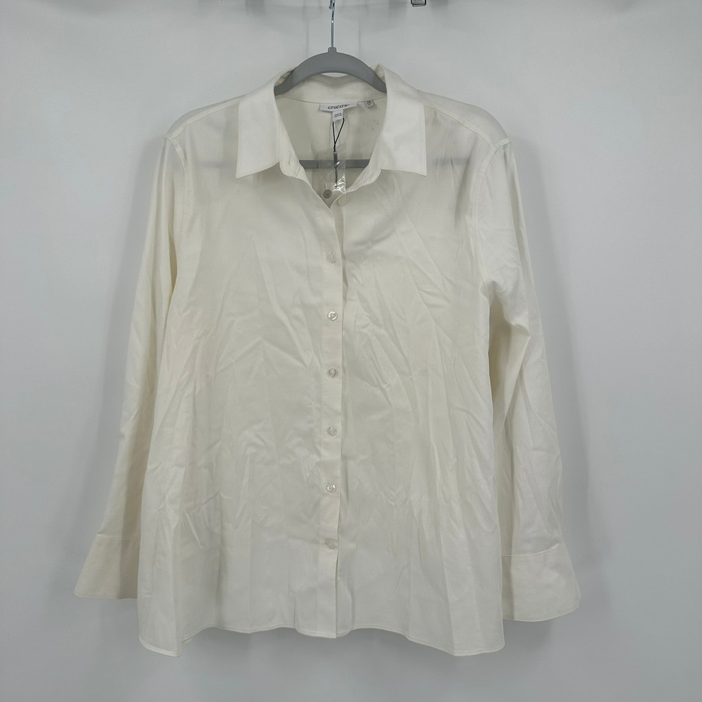 Chicos No Iron Women Minimalist Top Size 2.5 US 14 Office Capsule Elevated Basic